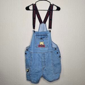 VTG Disney Catalog Pooh embroidered denim overall shortalls Women's size XL